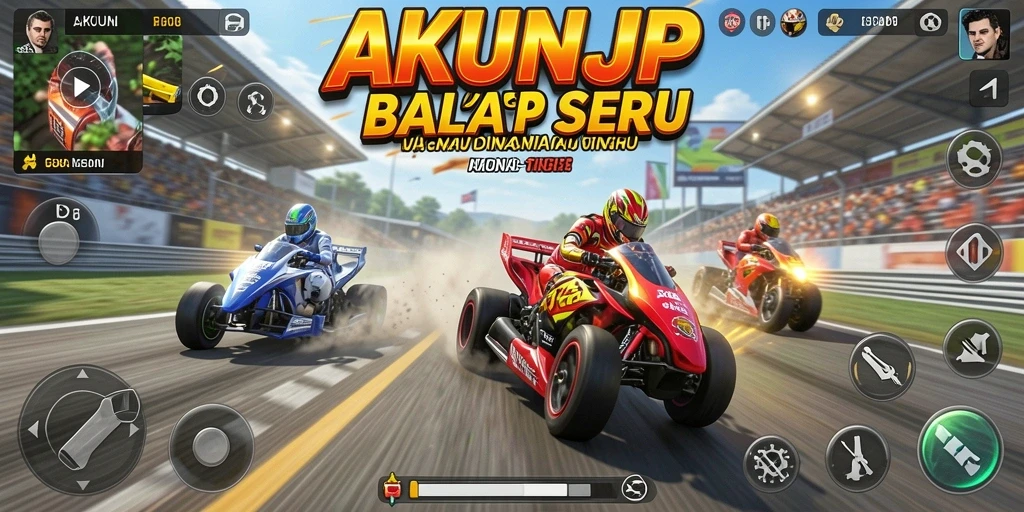 Tampilan gameplay balap yang mendebarkan dalam AKUNJP.