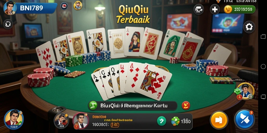 Tampilan gameplay seru di BNI789 saat bermain QiuQiu.