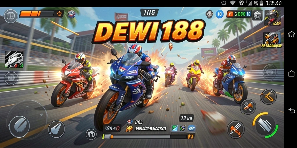 Gameplay seru dalam balapan motor cepat di DEWI188.