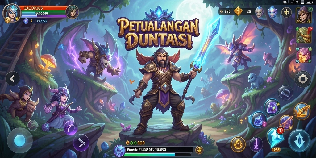 Screenshot utama GACOR305 menampilkan aksi pertempuran RPG yang mendebarkan.
