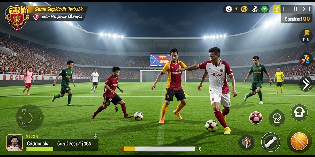 Screenshot gameplay GGG888 menampilkan aksi sepak bola yang dinamis.