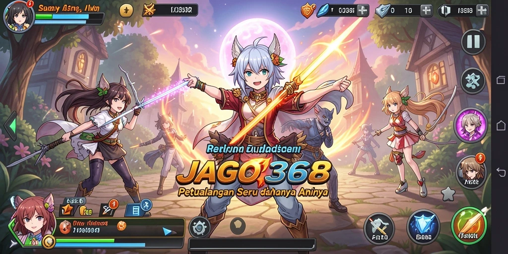 Tangkapan layar menampilkan pertarungan seru karakter anime dalam JAGO368.