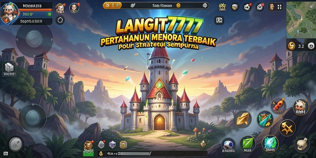 Screenshot gameplay LANGIT777 yang menunjukkan aksi pertahanan menara yang seru.