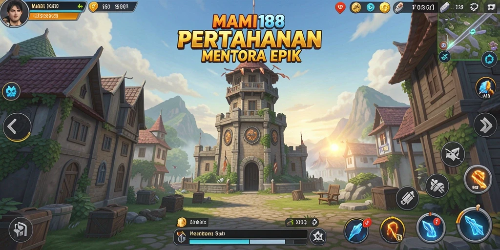 Tampilan gameplay MAMI188 dengan menara strategis dan musuh yang menyerang.