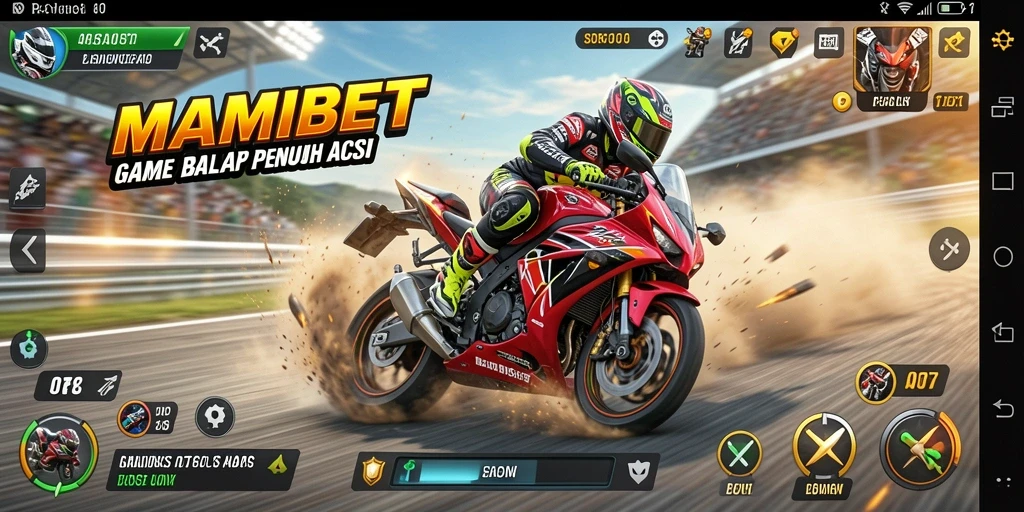 Gameplay seru MAMIBET dengan balapan motor yang mendebarkan.