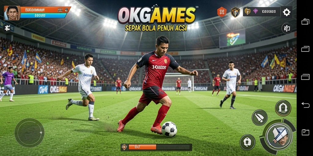 Tampilan gameplay seru di OKGAMES yang menghidupkan pengalaman sepak bola.