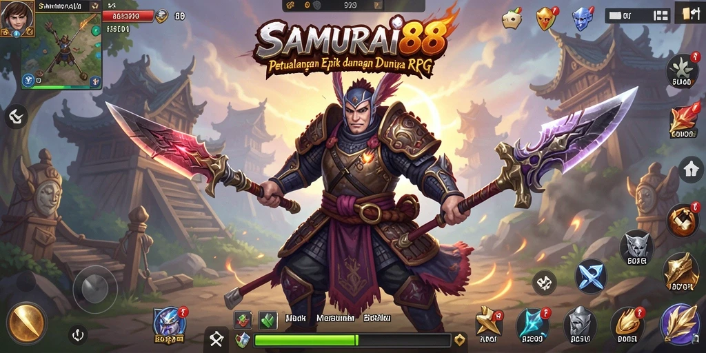 Tampilan gameplay menegangkan di dunia samurai yang menakjubkan.
