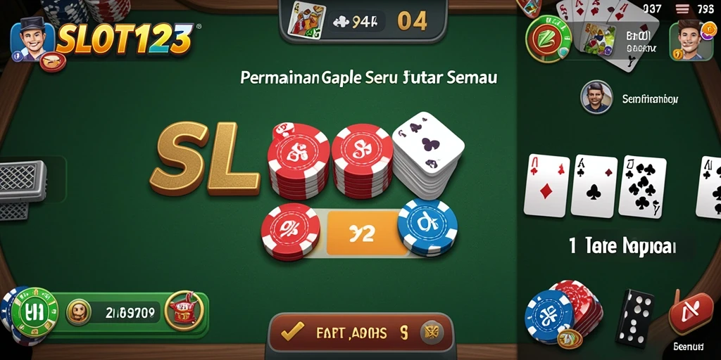 Tampilan gameplay seru SLOT123 dengan elemen Gaple yang menarik.
