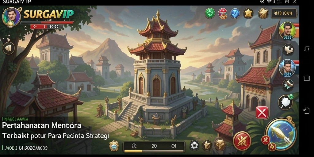 Gameplay seru dalam SURGAVIP dengan pertahanan menara yang strategis.