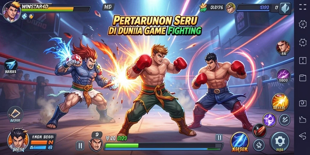 Tangkapan layar menunjukkan aksi pertarungan sengit di WINSTAR4D.