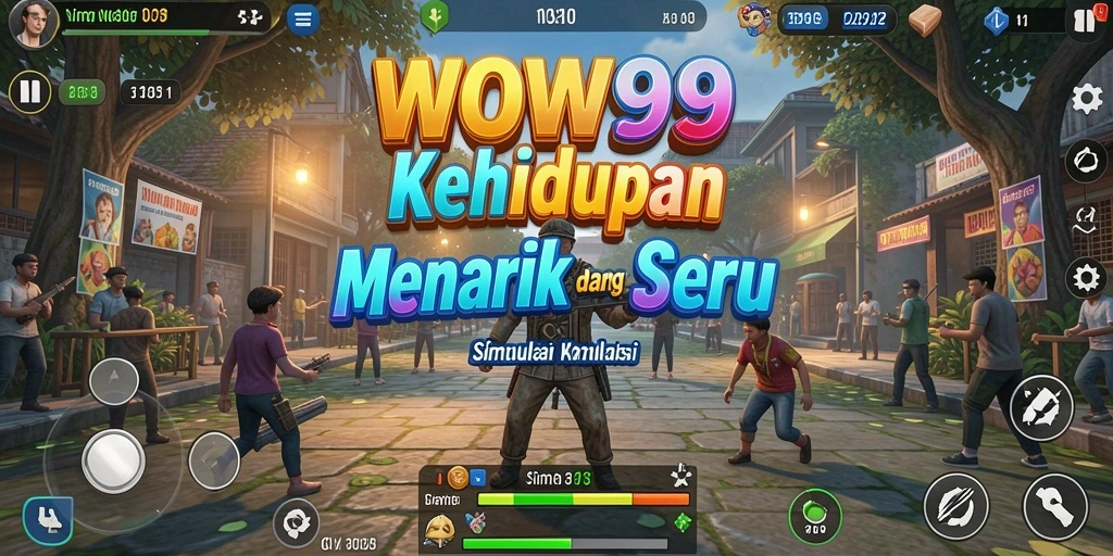 Screenshot WOW99 menampilkan karakter dalam gameplay simulasi yang interaktif.